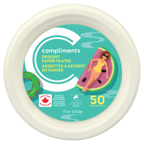 Compliments Dessert Paper Plates 6.75 Inch 50 Pack