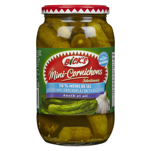 Bick's Pickles Baby Dill 50% Less Salt Garlic 1 L