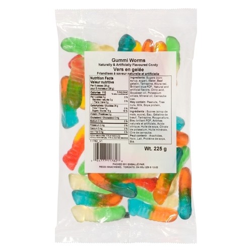 Reddi Snack Candy Gummy Worms 225 g