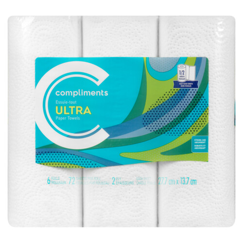 Compliments Ultra Paper Towels 2-Ply 6 Rolls x 72 Sheets