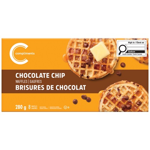 Compliments Frozen Waffles Chocolate Chip 8 Pack 280 g 