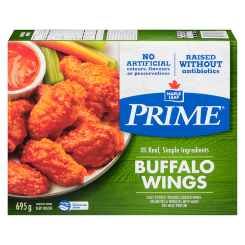 Prime Frozen Chicken Wings Buffalo Style Raised Without Antibiotics 695 g