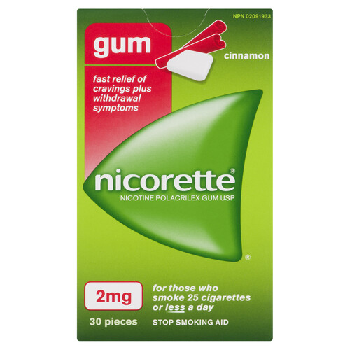 Nicorette Cinnamon Gum 2 mg 30 Pieces