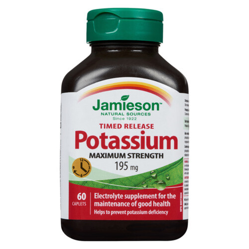 Jamieson Potassium Maximum Strength 195 mg Caplets 60 Count