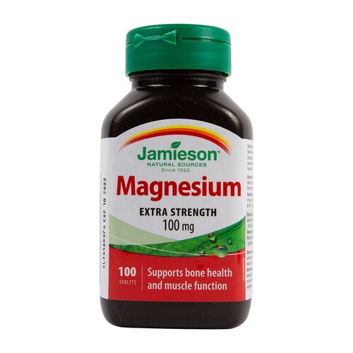 Jamieson Magnesium Supplement Tablets Extra Strength 100 Count