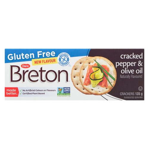 Breton Crackers Gluten-Free Cracked Pepper & Olive Oil 135 g