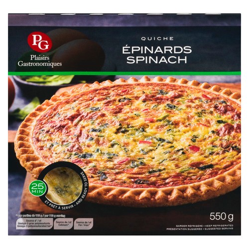 Plaisirs Gastronomiques Spinach Quiche 550 g