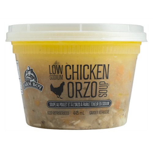Farm Boy Low Sodium Soup Chicken Orzo  445 ml 