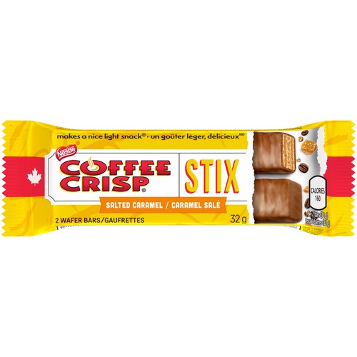 Nestlé Coffee Crisp Chocolate Bar Salted Caramel Stix Wafer 32 g