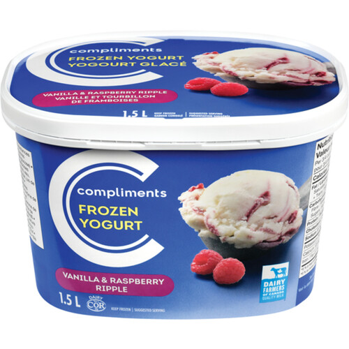 Compliments Frozen Yogurt Vanilla & Raspberry Ripple 1.5 L