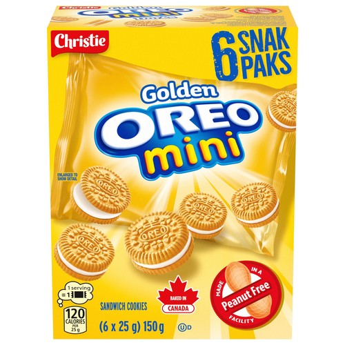 Oreo Mini Snak Pak Sandwich Cookies Golden  6 x 25 g