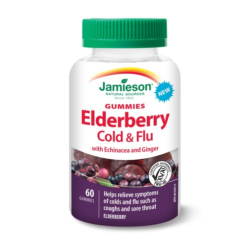 Jamieson Elderberry Cold & Flu Gummies With Echinacea And Ginger 60 Count