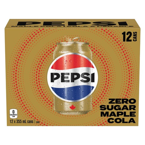 Pepsi Zero Sugar Cola Pop Maple 12 x 355 ml (cans)