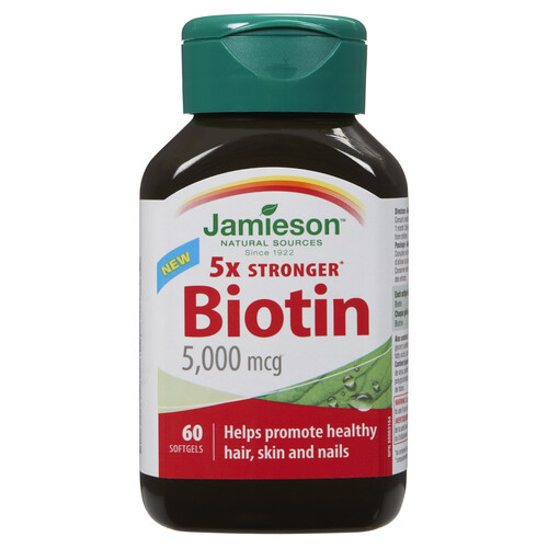 Jamieson Biotin Supplement 5000 mcg Softgels 60 Count