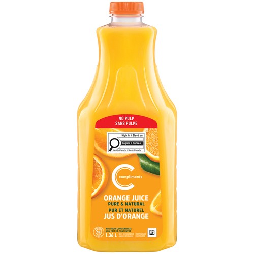 Compliments Pure & Natural Orange Juice No Pulp 1.36 L