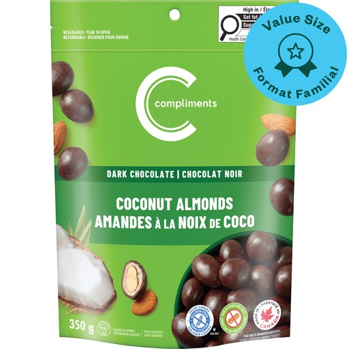 Compliments Dark Chocolate Covered Coconut Almonds 350 g