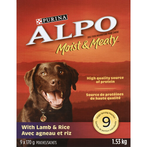 Purina Alpo Wet Dog Food Moist & Meaty With Lamb & Rice 9 x 170 g