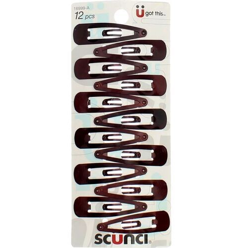 Scunci Black Snap Clips 12 EA