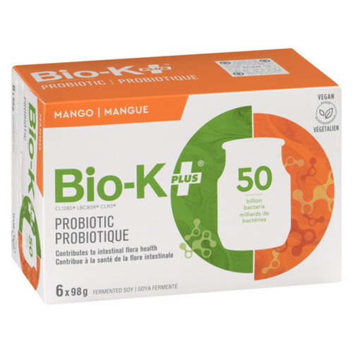 Bio-K Plus Vegan Gluten-Free Fermented Soy Probiotic Mango 6 x 98 g