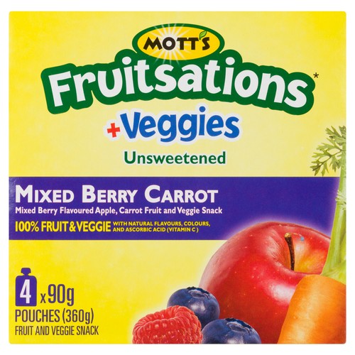Mott's Fruitsations Veggies Unsweetened Mixed Berry Carrot  4 x 90 g