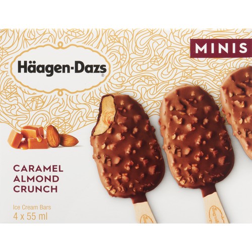 Häagen-Dazs Minis Ice Cream Bars Caramel Almond Crunch 4 x 55 ml