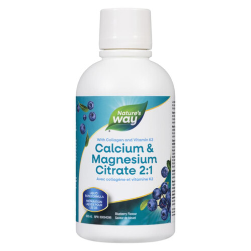 Nature's Way Liquid Calcium & Magnesium Citrate 2:1 Blueberry Flavour 500 ml