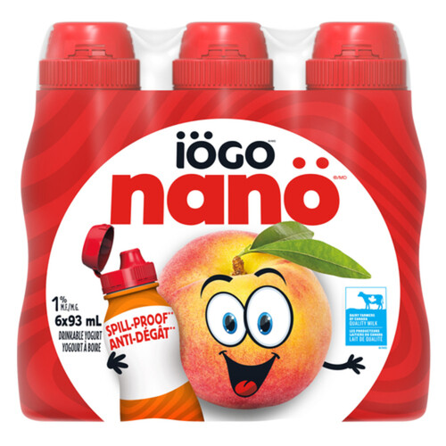 iÖGO Nanö 1% Drinkable Yogurt Peach 6 x 93 ml