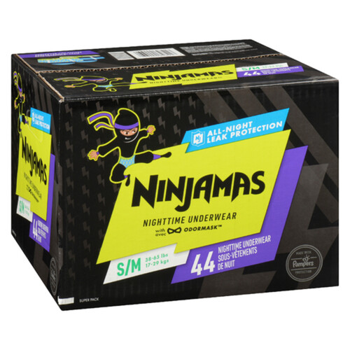 Ninjamas Nighttime Diapers Size S/M 44 Count