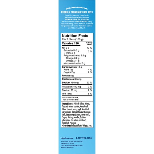 High Liner Frozen Breaded Seasoned Pollock Fillets Lemon Peppercorn 500 g