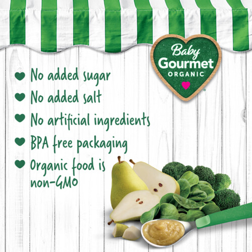 Baby Gourmet Organic Puree Juicy Pear & Garden Greens 128 ml