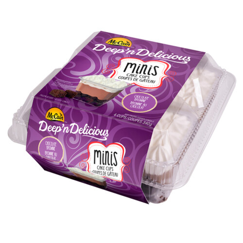 McCain Deep'n Delicious Frozen Minis Cake Cups Chocolate Brownie 4 Pack 340 g