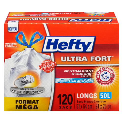 Hefty Ultra Strong Drawstring Garbage Bags White Tall 120 Bags