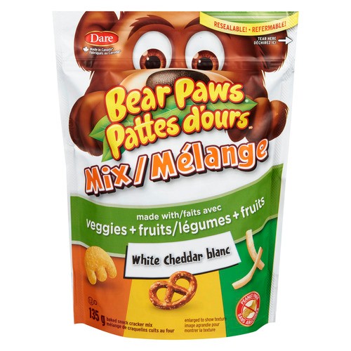 Dare Bear Paws Mix Crackers White Cheddar 135 g
