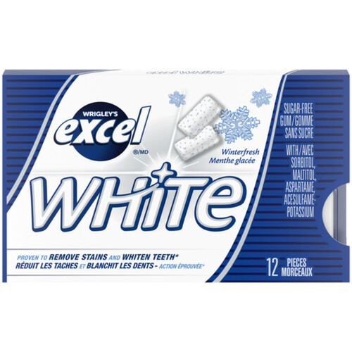 Excel Teeth Whitening Chewing Gum White Fresh Mint 12 Pieces 1 Pack