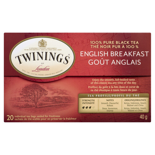 Twinings Tea English Breakfast 100% Pure Black 20 Tea Bags