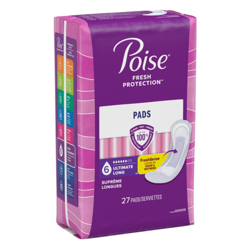 Poise Ultimate Bladder Protection Maxi Pads Long Length 27 Count