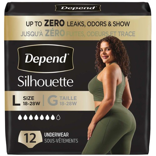 Depend Silhouette Female Incontinence Underwear Pink Large 12 Count