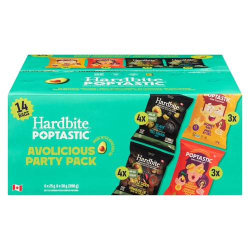 Hardbite Poptastic Kettle Cooked Potato Chips & Popcorn Avolicious Party Pack 390 g
