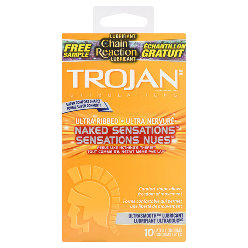 Trojan Condoms Naked Sensations Ultra Ribbed 10 Count