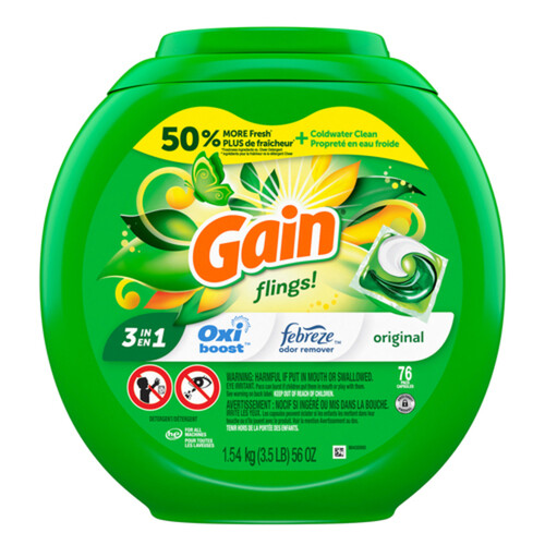 Gain Flings Laundry Detergent Original 76 Pacs 1.54 kg