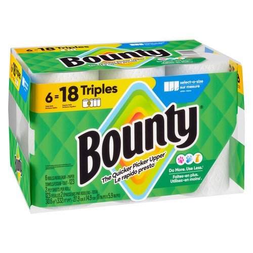 Bounty Paper Towel 2-Ply 6 Triple Rolls x 123 Sheets 