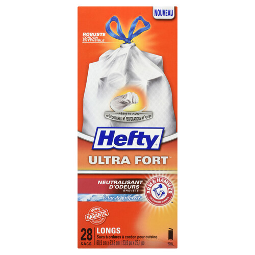 Hefty Ultra Strong Drawstring Garbage Bags White Tall 50 L 28 Bags
