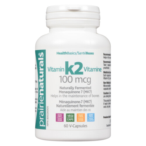 Prairie Naturals 7 Helps Vitamin K2 Menaquinone 60 Capsules