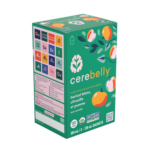 Cerebelly Organic Baby Puree White Bean Pumpkin Apple 3 Pack 384 ml