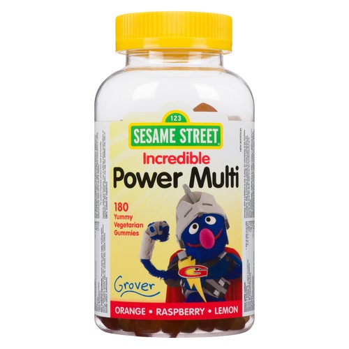 Sesame Street Power Multi Vegetarian Gummies Orange Raspberry Lemon 180 Count