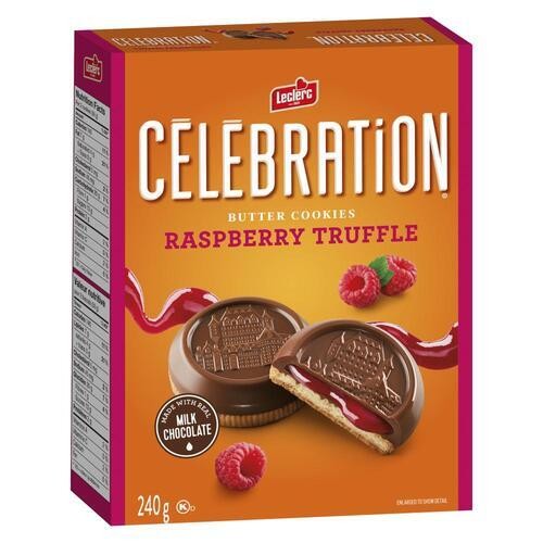 Leclerc Celebration Butter Cookies Milk Chocolate Coated Raspberry 240 g