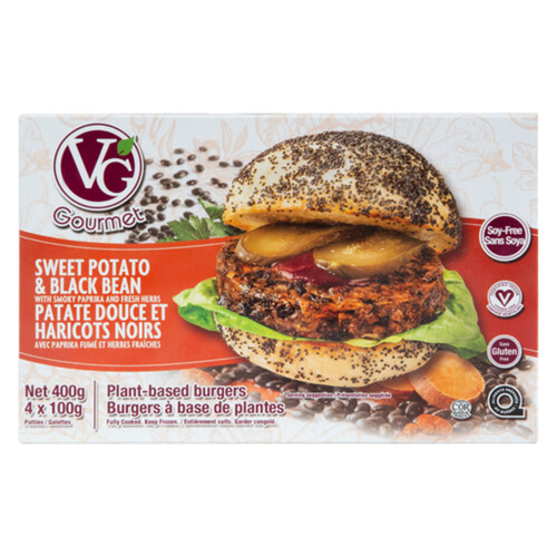 Vegetarian Gourmet Frozen Artisan Vegan Burger Sweet Potato Black Bean 400 g