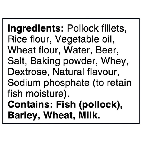 BlueWater Seafoods Frozen Alaska Pollock Fillets Beer Battered 450 g
