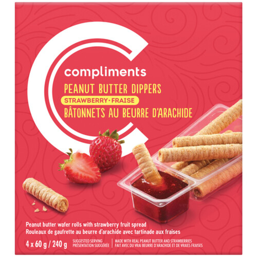 Compliments Snack Peanut Butter Wafer Rolls With Dipper Strawberry 240 g