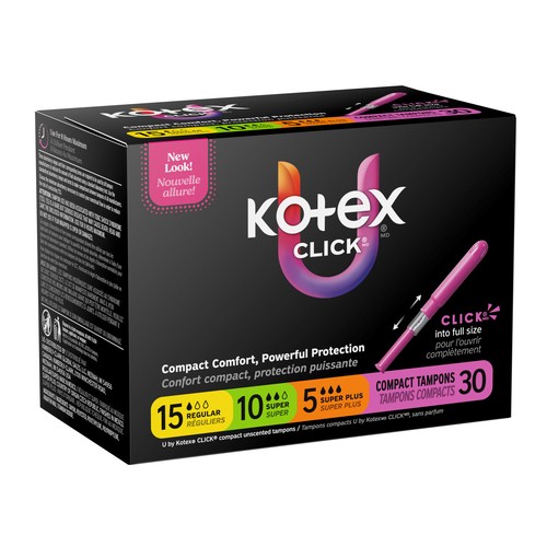 U by Kotex Click Compact Tampons Multi Pack Unscented 30 Count 